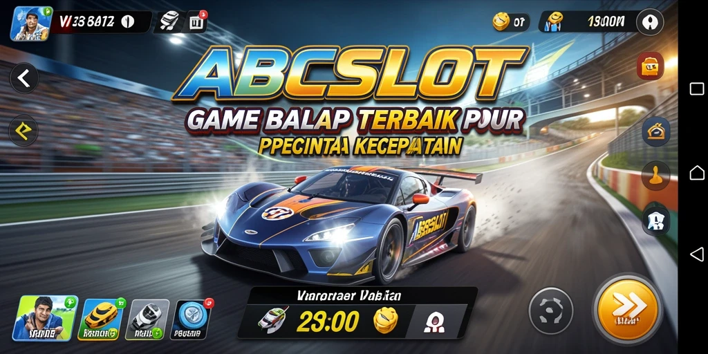 Screenshot menampilkan balapan seru dalam ABCSLOT di lintasan yang menantang.