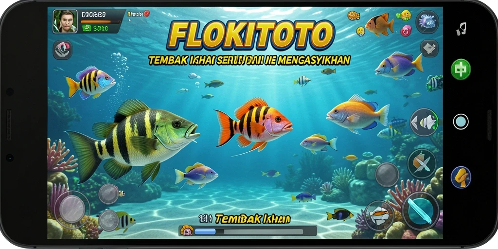 Tampilan gameplay seru dalam permainan Tembak Ikan FLOKITOTO.