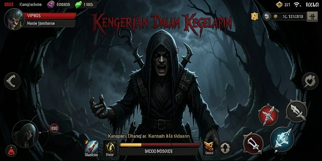 Tangkapan layar menampilkan aksi penuh ketegangan dalam game horor.